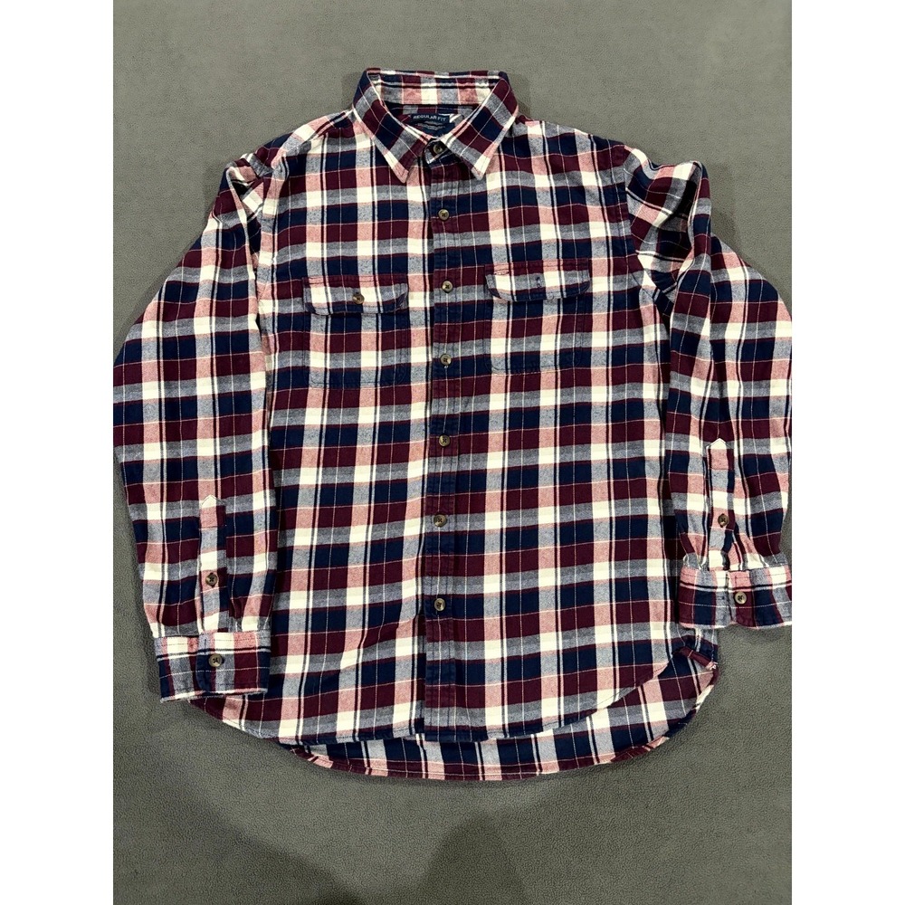 Vintage Old Navy Flannel Shirt Mens Large Multicolor Plaid Regular Fit Button Up